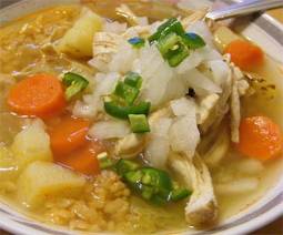 Caldo de pollo con arroz