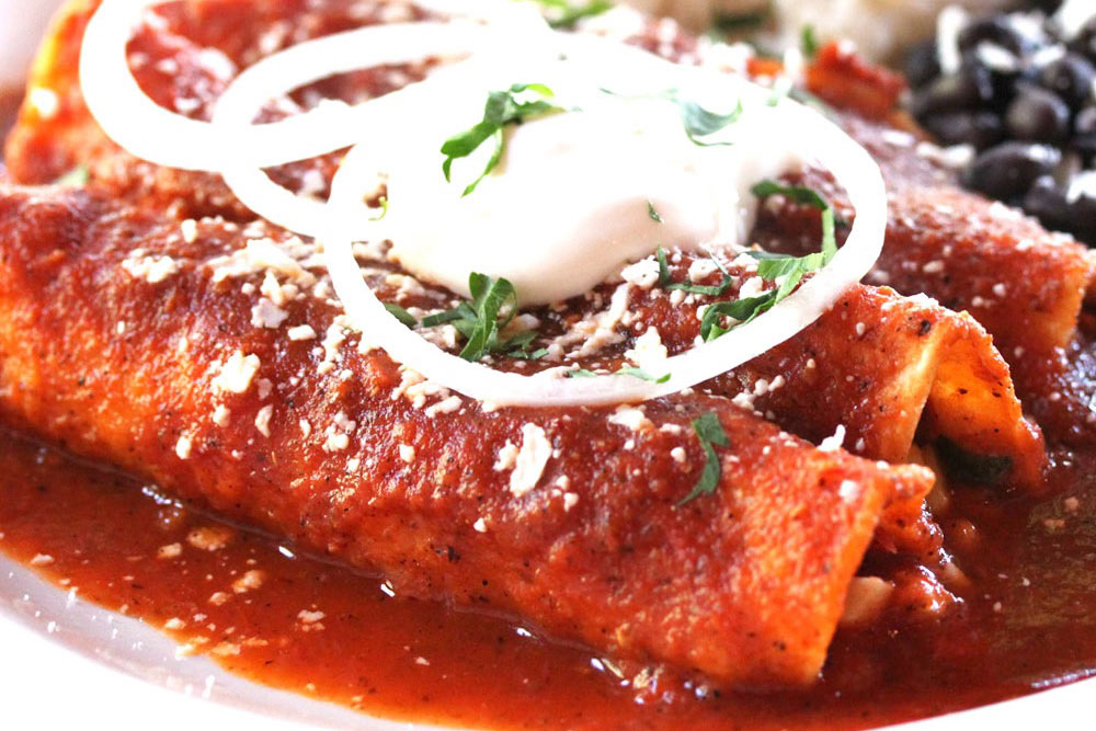 Enchiladas de pollo en salsa roja (Receta de Mexico)